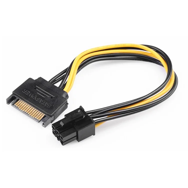 15Pin SATA to 6Pin Power Cable Connector 6P PCI-E PCI Express Adapter Graphics Card Riser Card Converter Cable for BTC Mining