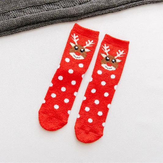 Зима и зима Рождество Sox, желая мяч половина, теплые, милые носки с героями мультфильмов женские теплые носки подарки для женщин - Цвет: Red elk