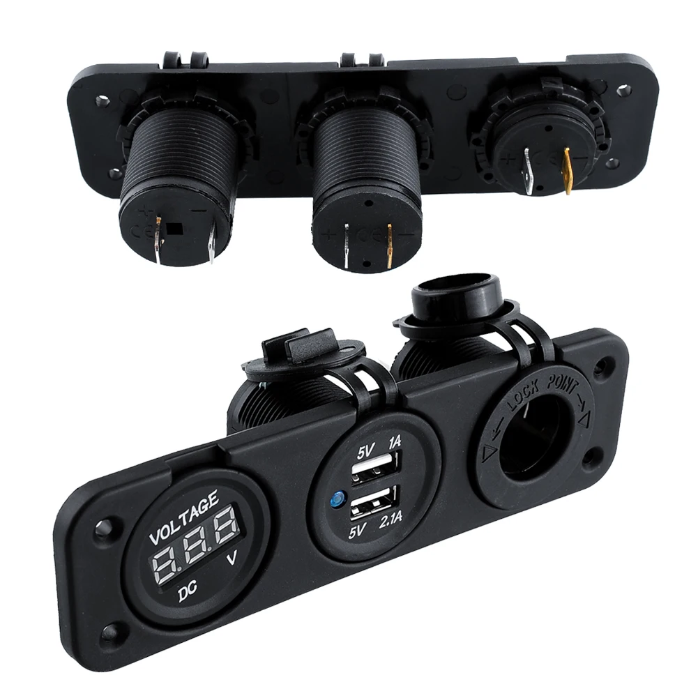 12V 1A мощность двойная розетка для автомобильного прикуривателя USB адаптер+ Вольтметр