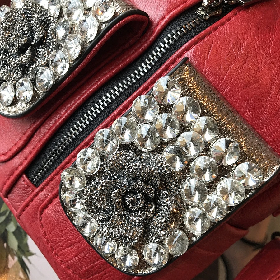 Advanced custom women handbag diamond flower multi-function handbag solid color PU custom shoulder bag