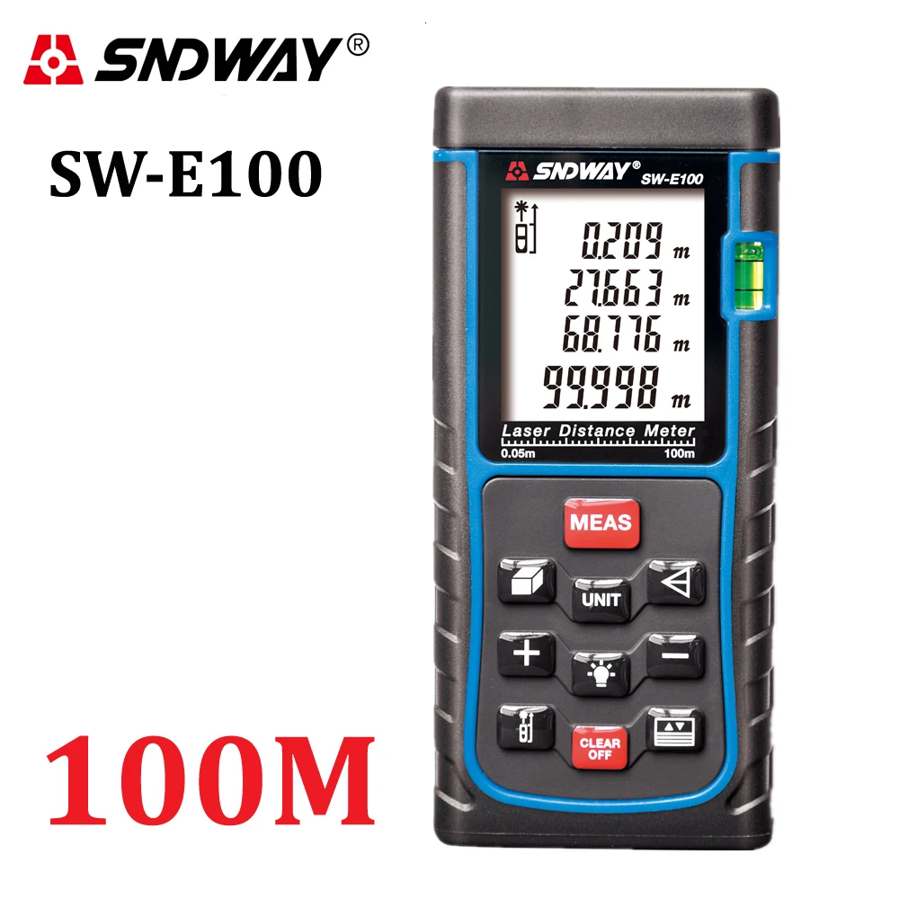 

SNDWAY Handheld Rangefinder RZ100 328ft Distance Meter Digital Trena Laser Range Finder Area-volume-Angle Measuring Tester Tools