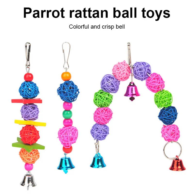Parrot Educational Toys Parrot Interactive Rattan Toys Wooden Block Birds Puzzle Toy Bird Supplies 1pcs parrot toy bird toy