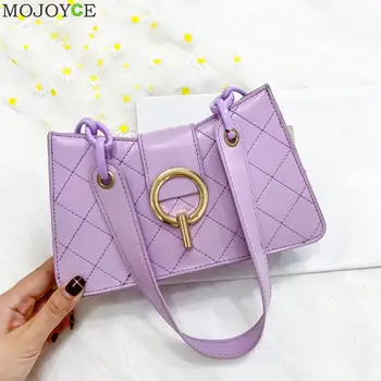 

Fashion Solid Color PU Leather Crossbody Bags Women Lattice Pattern Shoulder Messenger Handbag Pouch