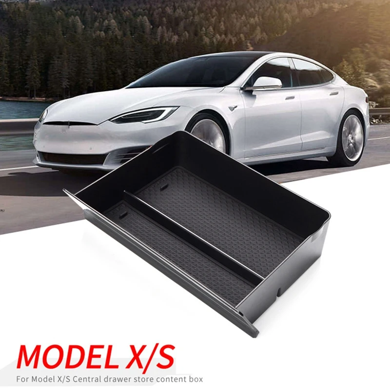 for Tesla Model X S 2014-2019 Accessories Car Center Console Organizer Tray Armrest Cubby Drawer Storage Box | Автомобили и