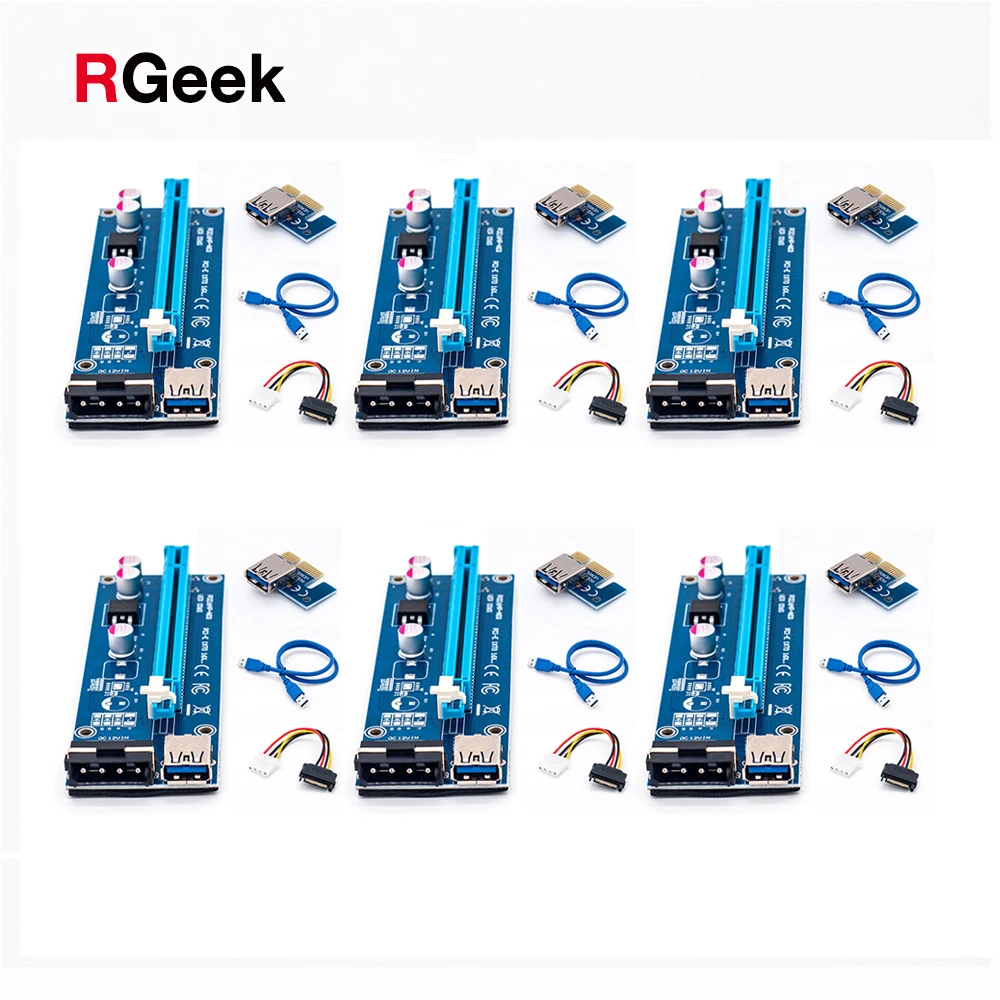 Uds Ver006 60cm Usb 3,0 pci e extensor Pci Express tarjeta vertical 1x a 16x Sata a 4pin Ide Molex de Btc minero de la máquina