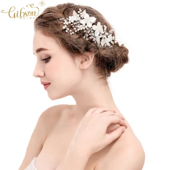 

Handmade Tiny Beaded Pearl and Crystal Flower Hair Side Comb Accessories for Graduation Party Decoration