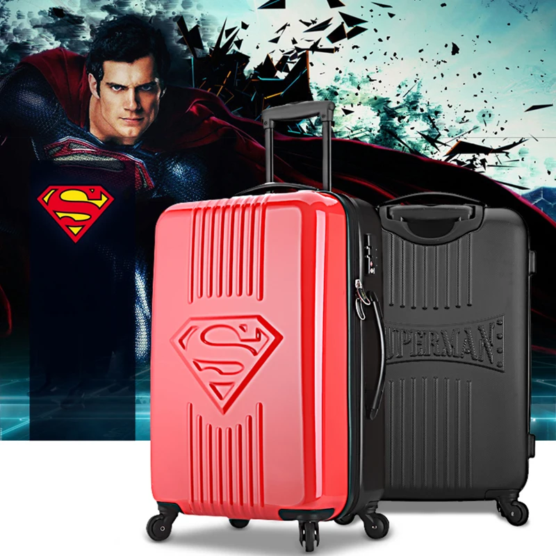 Брендовый чемодан на колесиках для путешествий с Суперменом, 20/24 дюймов, Спиннер, сумка на колесиках, сумка для путешествий, роскошный чехол из поликарбоната