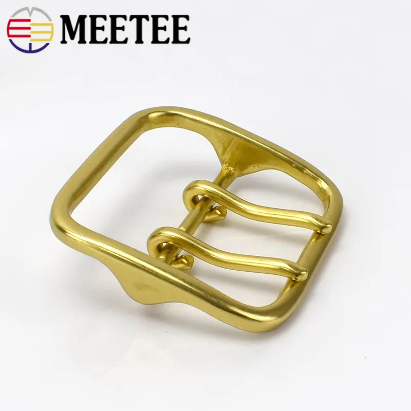 Meetee Твердый латунный металлический ремень с пряжкой для мужчин и женщин двойной штифт пряжка для ремня 60 мм Сделай Сам кожевенное ремесло джинсы аксессуары