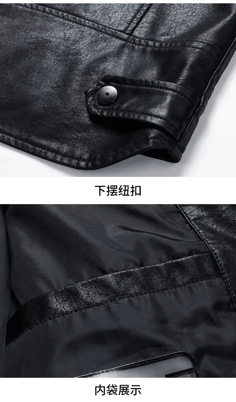 AliExpress, весна и осень, тонкое Мужское пальто с отложным воротником, черно-белое, с узором, искусственная кожа, большие размеры, повседневный локомотив