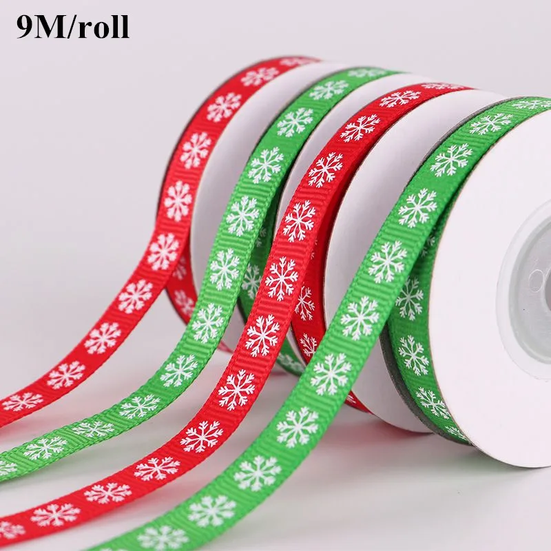 

Christmas Threaded Belt 1cm Double-sided Ribbed Strip Snowflake Ribbon Printing