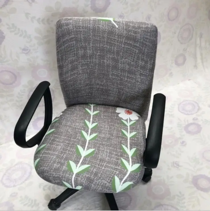 Morning glory Flower-Printed One-Piece Stretchy Washable Rotating Swivel Computer Office Chair Covers Anti-Dust Removable Dining Chair Covers - Цвет: Morning glory