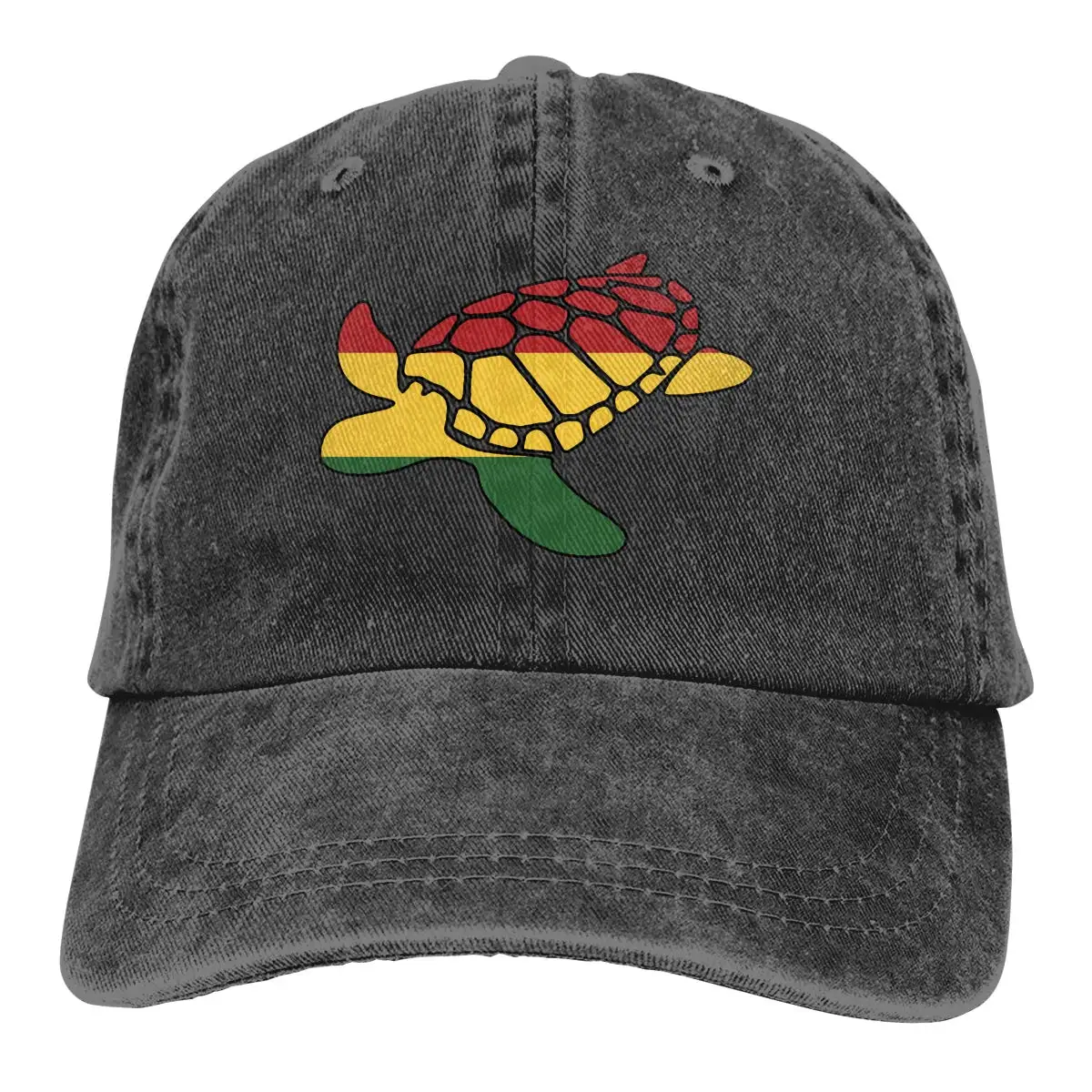 Rasta флаг морская черепаха мужчины женщины регулируемые бейсбольные кепки Пряжа-окрашенная джинсовая шляпа для папы