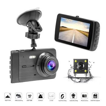 

4Inch Dash Cam HD 1080P Car DVR Vehicle Camera 170° Wide Dual Lens Video Recorder Dash Cam with Waterproof Reversing Camera Driv