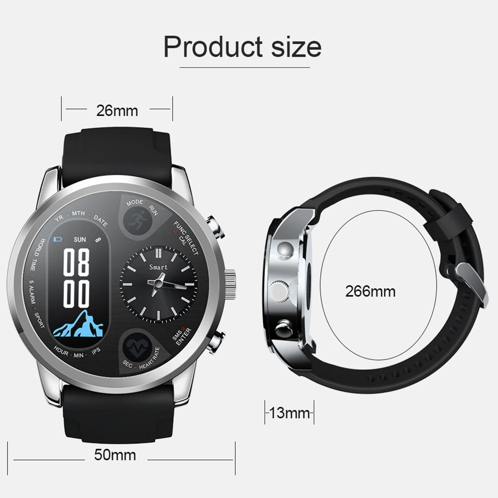 SYSOTORYU T3pro Смарт-часы с двойным часовым поясом спортивные мужские водонепроницаемые Смарт-часы пульсометр Bluetooth трекер активности для IOS Android