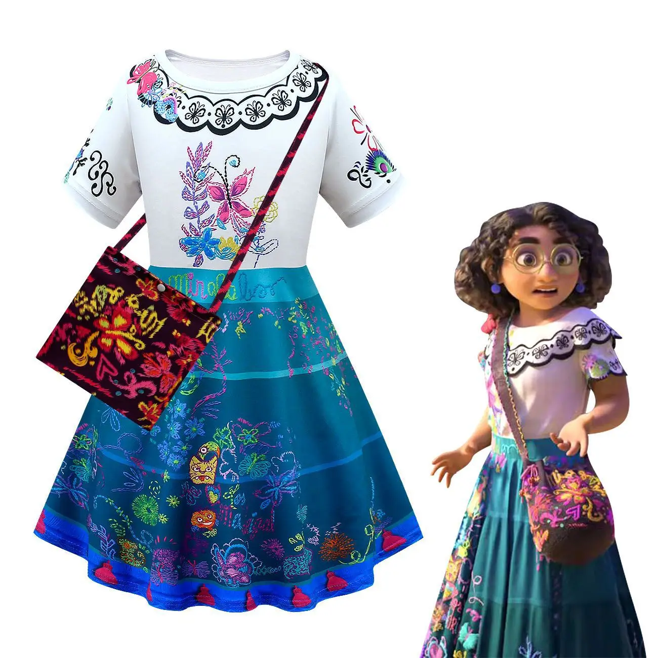 Bambini Encanto Mirabel Madrigal Dress Costume Di Halloween Vestido Girls Fancy Dresses For Carnival Princess Dress Abbigliamento Natalizio
