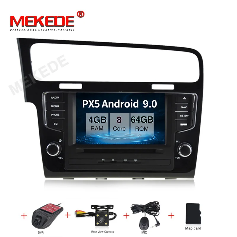 MEKEDE PX30 Android 9,0 сенсорный экран Bluetooth 2 DIN Автомобильный Радио gps навигация для VW Golf 7 2013 с wifi FM - Цвет: 64G dvd camera DVR