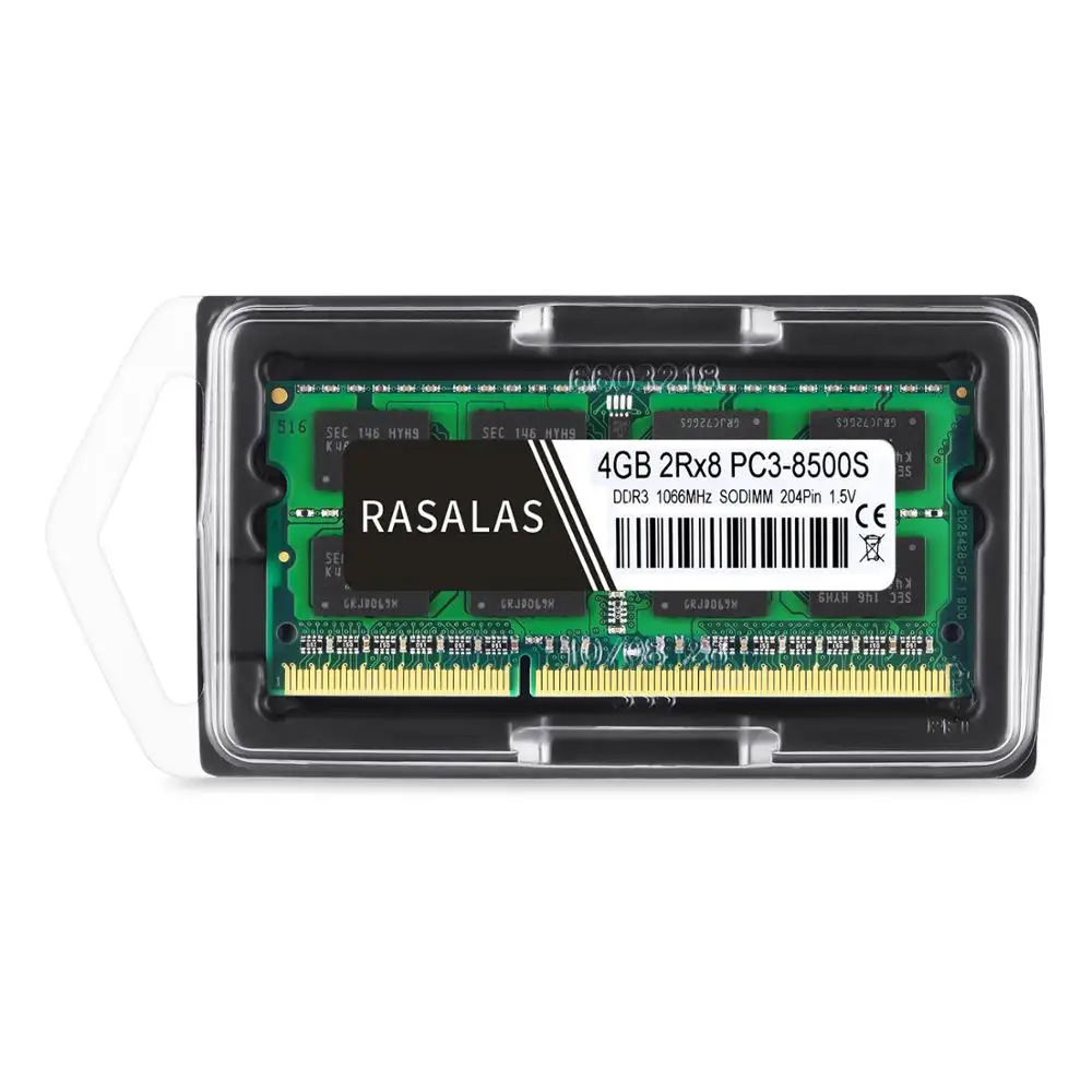 Rasalas 4 Гб 2Rx8 PC3-8500S DDR3 1066 МГц SO-DIMM 4 ГБ 1,5V Тетрадь Оперативная память 204Pin sodimm памяти ноутбука NO-ECC