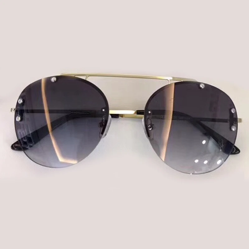 No3 Sunglasses Винтажные Круглые Солнцезащитные очки без оправы для женщин, высокое качество, с упаковочной коробкой, Oculos De Sol Feminino, ретро круглые солнцезащитные очки - Цвет линз: No3 Sunglasses