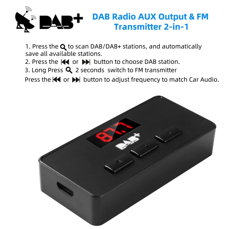 Car Mini DAB DAB+ Receiver Digital Radio Adapter FM Transmitter AUX Portable DAB Car Radio