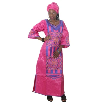 

MD 2019 african dresses for women embroidered bazin riche dress with headwrap south africa lady long dresses traditional clothes