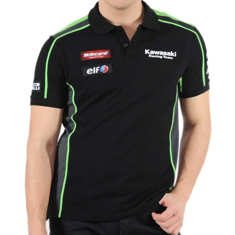 

Motorcycle Polo shirt For Kawasaki Racing Team Cotton T shirt Men Motocross Riding Polo Breathable short sleeve T-shirts