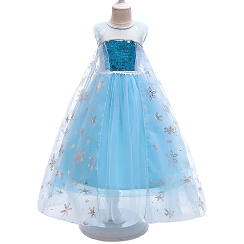 Детское платье с блестками на Хэллоуин, новое рождественское платье снежинки для девочек, платье принцессы, костюм, детское праздничное платье на день рождения - Цвет: BX1628 Sky Blue