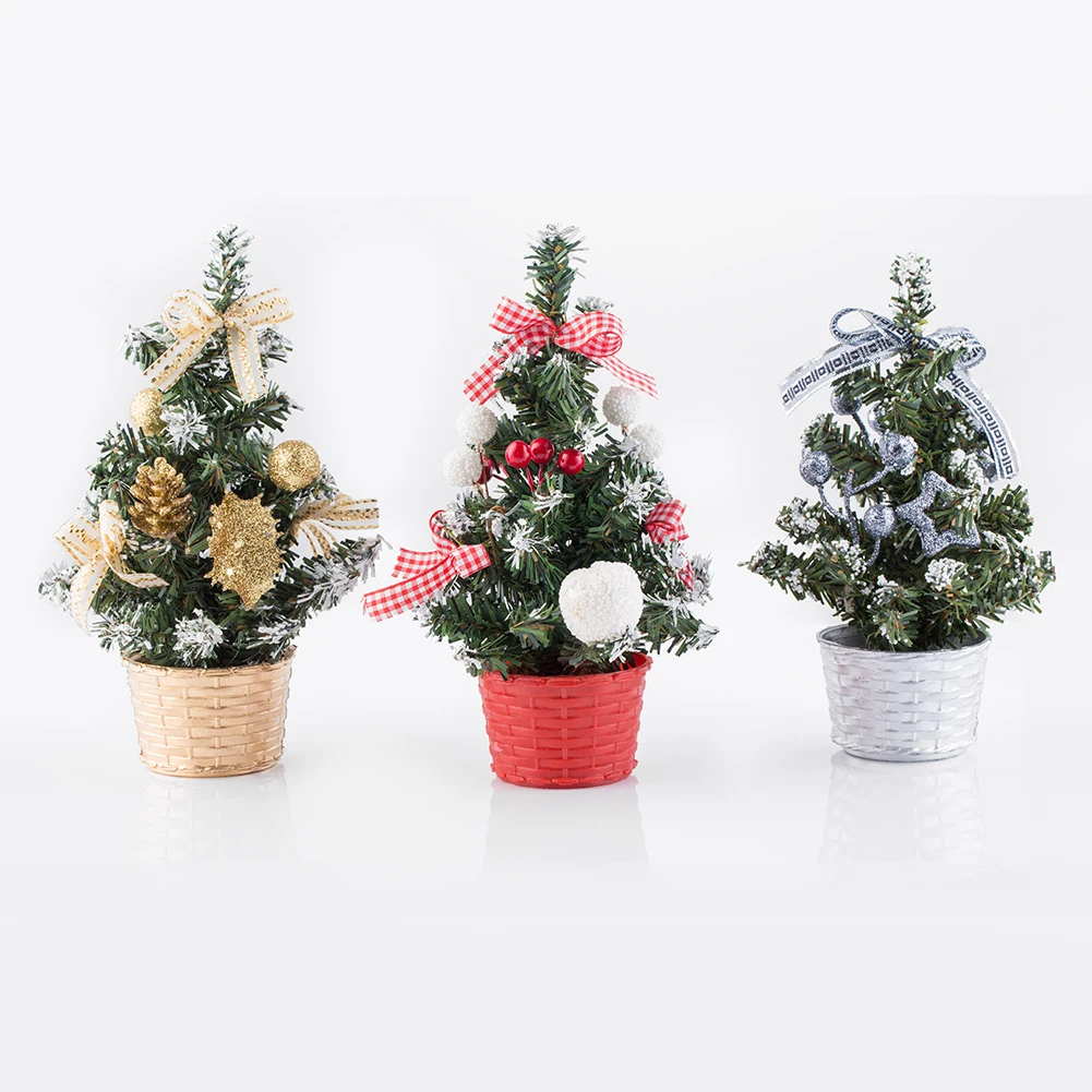 25cm Mini Christmas Tree Home Party New Desk Table Decor Small Party Ornaments Xmas Gift