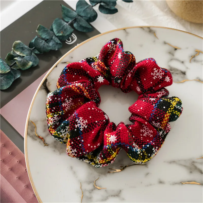 2pcs/set Christmas Scrunchies For Women Girls Elastic Hair Rubber