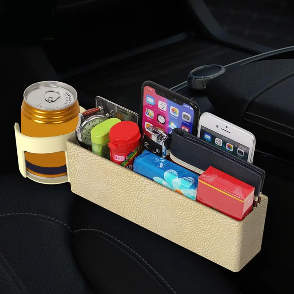 Автомобильное кресло с разрезом, карманный органайзер, коробка для хранения из искусственной кожи, коробка для телефона для бутылок, держатель для чашек, автомобильные аксессуары для интерьера - Название цвета: C