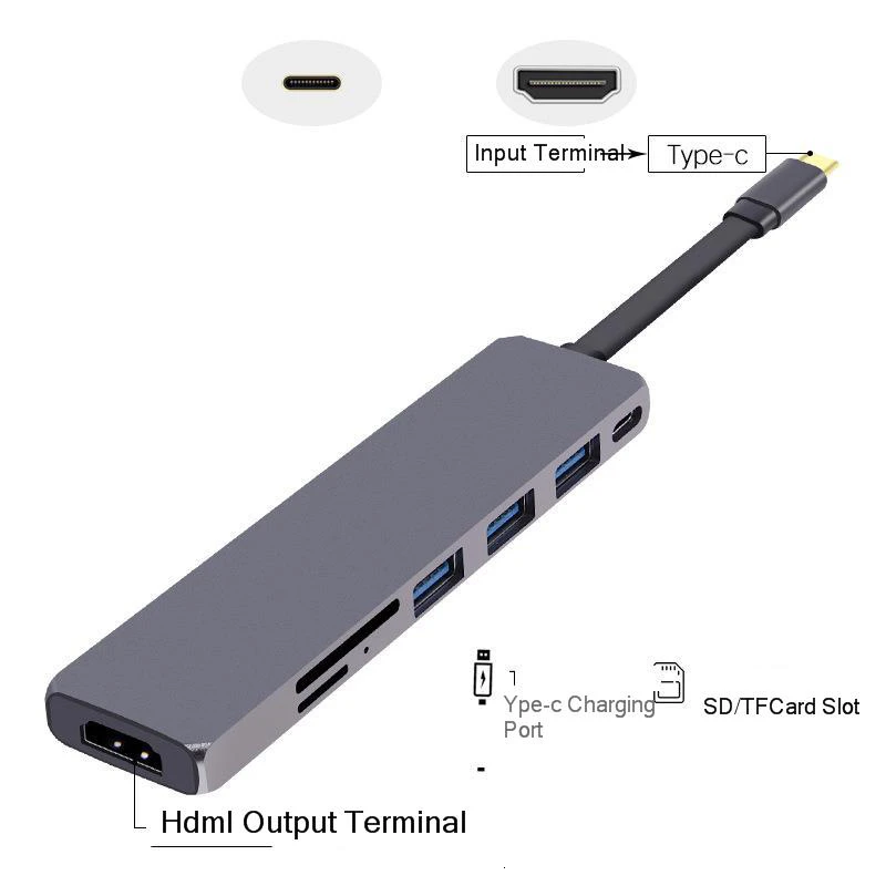 SeenDa Тип C концентратор 3 порта USB 3,0 сплиттер конвертер HDMI Кабель-адаптер для Macbook type C до 4K HDMI