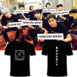 KPOP корейской моды монста х альбом концерт быть красивыми из хлопчатобумажной ткани, раздел-футболки K-POP футболки PT511