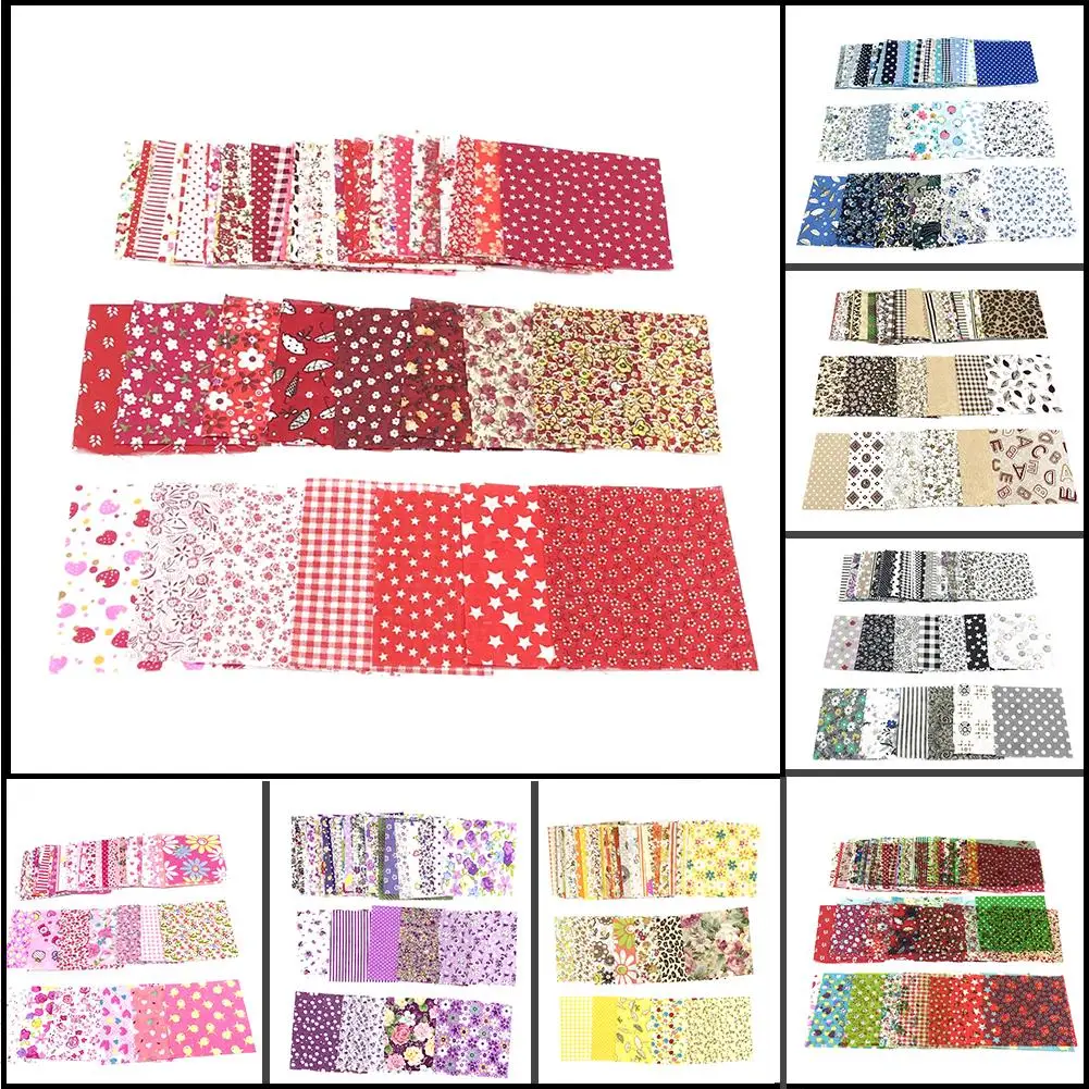 50Pcs 10x10cm Floral Print Patchwork Cotton Fabric Plain Cloth for DIY Hanmade Bag Dolls Sewing Quilting | Дом и сад