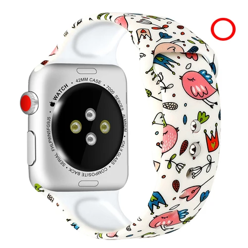 Strap for Apple watch band 42mm 38mm iwatch correa 44mm 40mm 5 4 3 2 pattern sport silicone bracelet Apple watch 5 accessories - Цвет ремешка: Bird flower