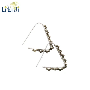 

Lily Jewelry Pyrite 925 Sterling Silver Shining Geometry Triangle Earrings Women Jewelry Drop Shipping