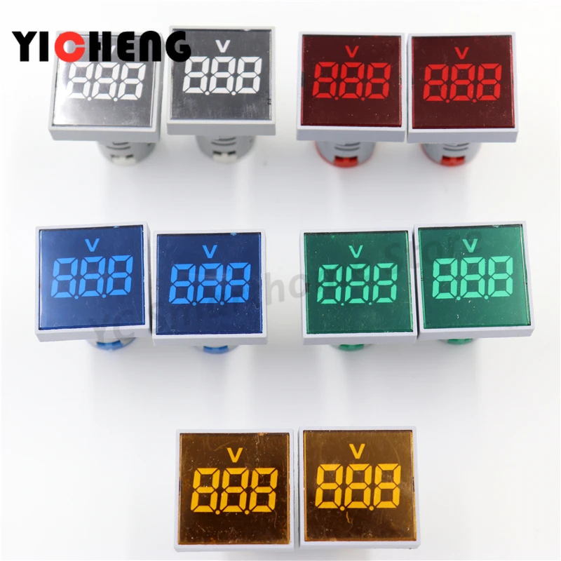 2Pcs Big screen  Square indicator AC digital voltmeter indicator indicator  AC20V-500V voltage meter  tester