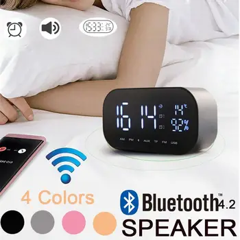 

New Hot Portable FV-S2 Wireless Bluetooth Speaker Column Subwoofer Music Sound Box LED Wireless Speaker With Alarm Clock Mirror