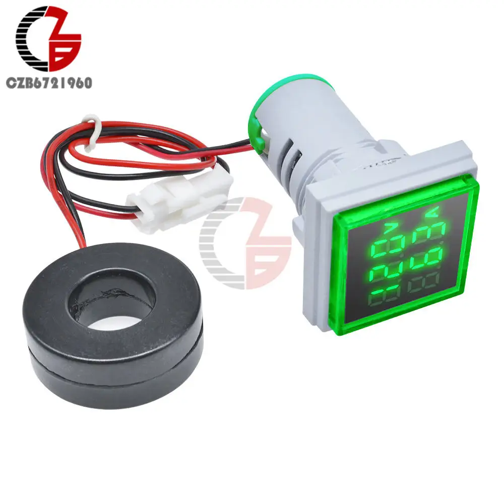 Green AC 50-500V 0-100A светодиодный цифровой вольтметр Амперметр измеритель напряжения тока 110V 220V вольт ампер тестер детектор монитор светодиодный светильник - Цвет: Green