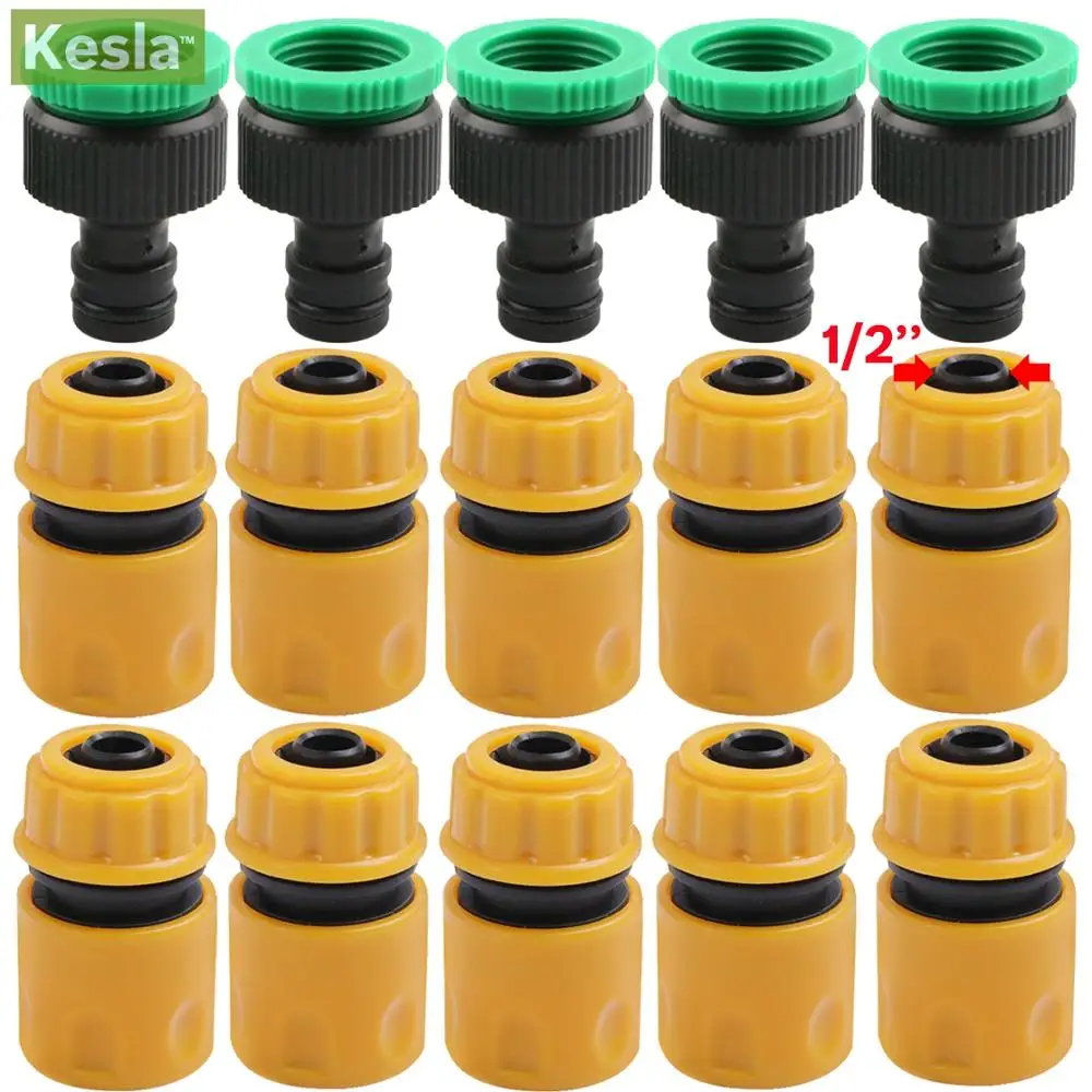 20PCS(10SET) 1/2"Adapter Plug Quick Coupling Hose Tube Connector Repair Connection Irrigation w/ 1/2'' 3/4'' Nipple Garden Tools