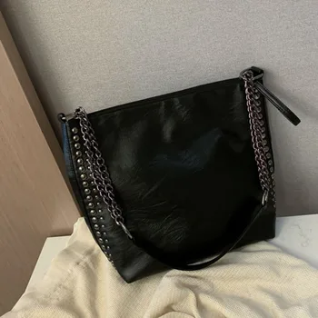 

Vintage Shoulder Bags For Women 2020 Chain Designer Lady Crossbody Bag Female Cool High Capacity Solid Color Handbags