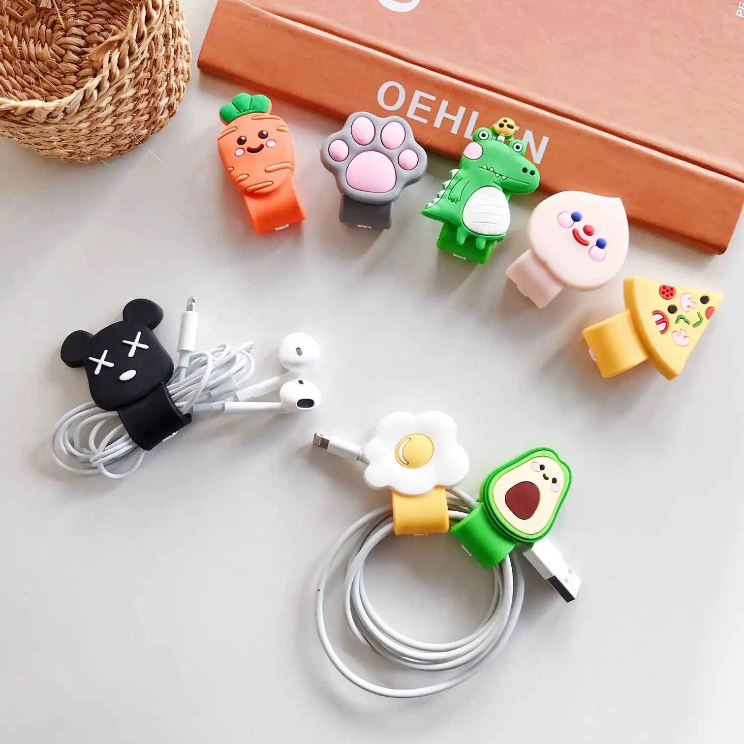

cartoon Cable Protector Data Line Cord Protector Protective Case headphone Cable Winder Cover For iPhone xr USB Charging Cable