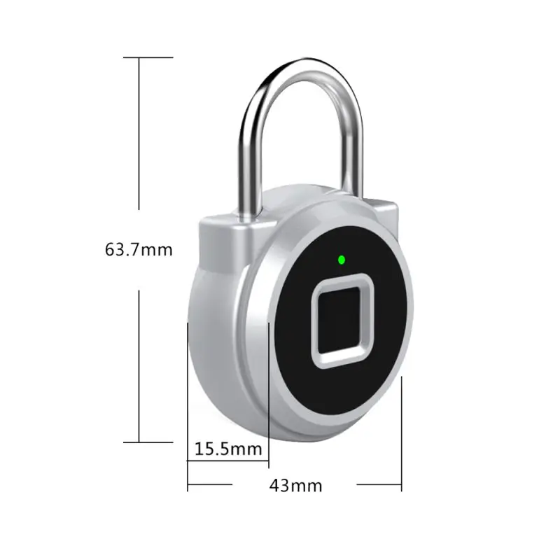 P10 Mini USB Перезаряжаемый велосипедный Серебряный Умный Замок, работающий по отпечатку пальца с светодиодный индикатором