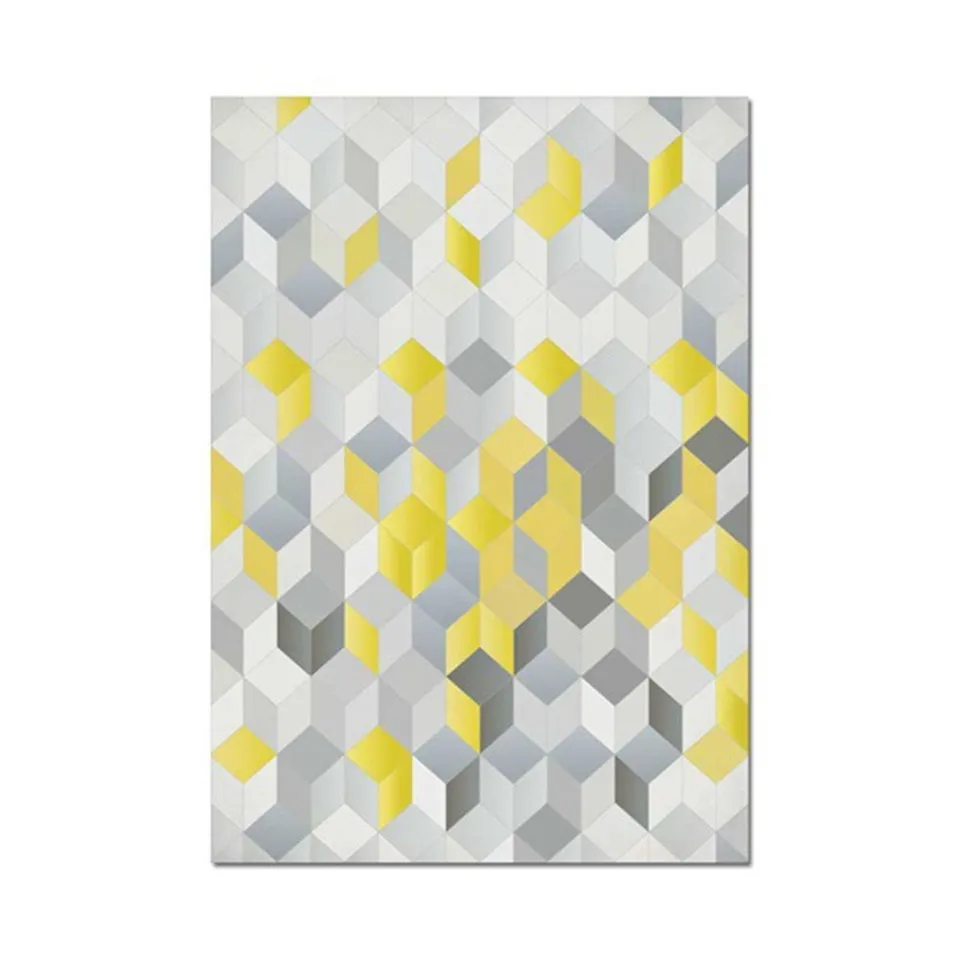 3d Floor Rug Yellow Gray Cube Print Nordic Carpet Rug Mat Bedroom Geometric Kitchen Floor Rug Rug Long Bed Rug Carpet Aliexpress