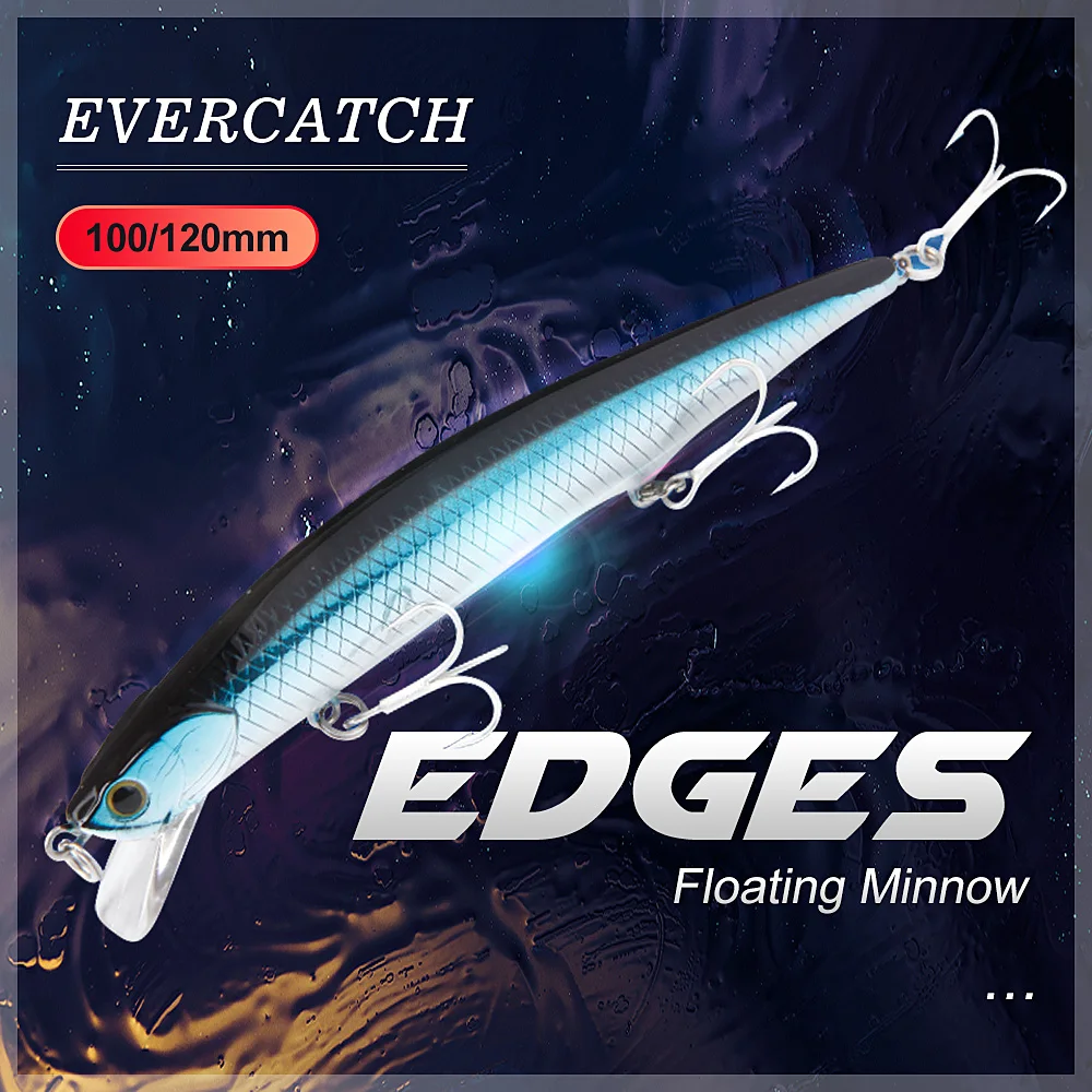 

Evercatch edges 15g/120mm jerkbait floating wobblers topwater minnow rattling buzz hard bait for bass pike catfish fishing lure