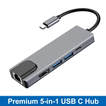 

OEM USB3.0 HUB With Rj45 Type C 5 in 1 Adapter For Laptop Docking Station usb hub ноутбук планшет флешка Планшеты أجهزة الكمبيو