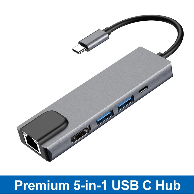 OEM USB3.0 концентратор с Rj45 Тип C 5 в 1 адаптер для док станции ноутбуков usb хаб ноутбук