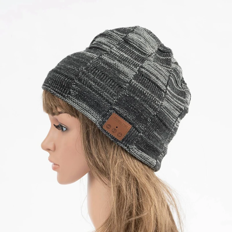 Bluetooth Earphone Music Beanie Hat Warm Wireless Headphone Cap with Mic Sport Hat for Women Men