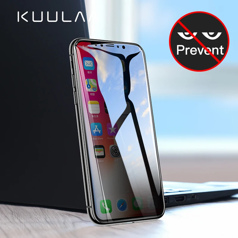 KUULAA Защита экрана для iPhone X/XR/XS MAX защитное стекло полное покрытие закаленное стекло для iPhone AntiSpy