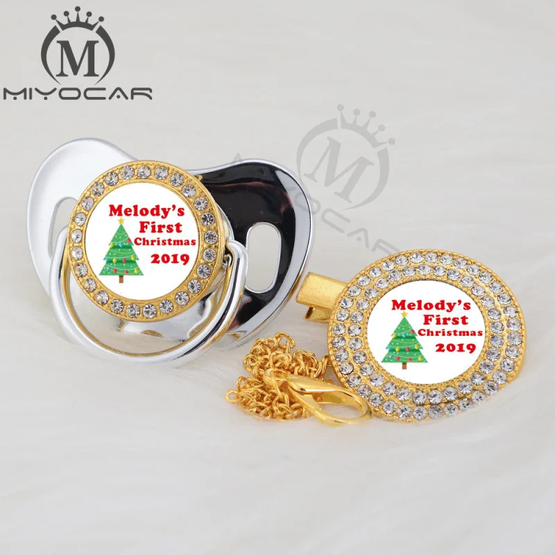 MIYOCAR на заказ любой тест Рождество Золото bling соска и соска клип черный BPA бесплатно пустышка bling уникальный дизайн P-AMS
