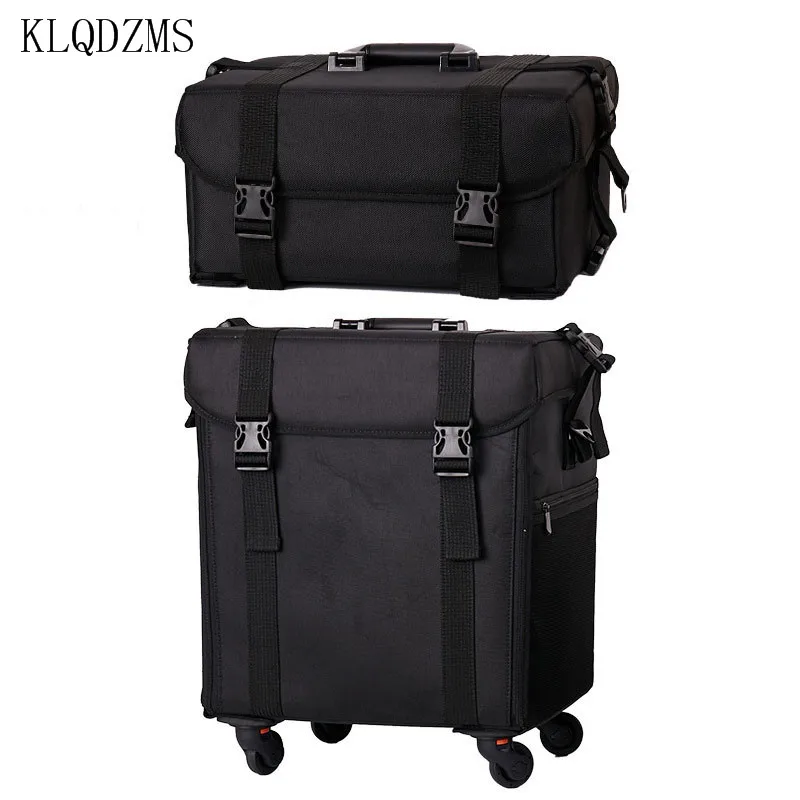 KLQDZMS New Luggage Large-capacity Nail Technician Professional Beauty Case Set Ladies Oxford Cloth Makeup Box Rolling Suitcase