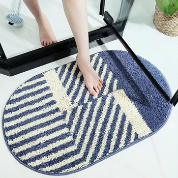 

KAKURI Microfiber Chenille Bath Mat Water Absorb Anti Slip Bathroom Rug Carpet for Living Room Floor Mat Blue Green